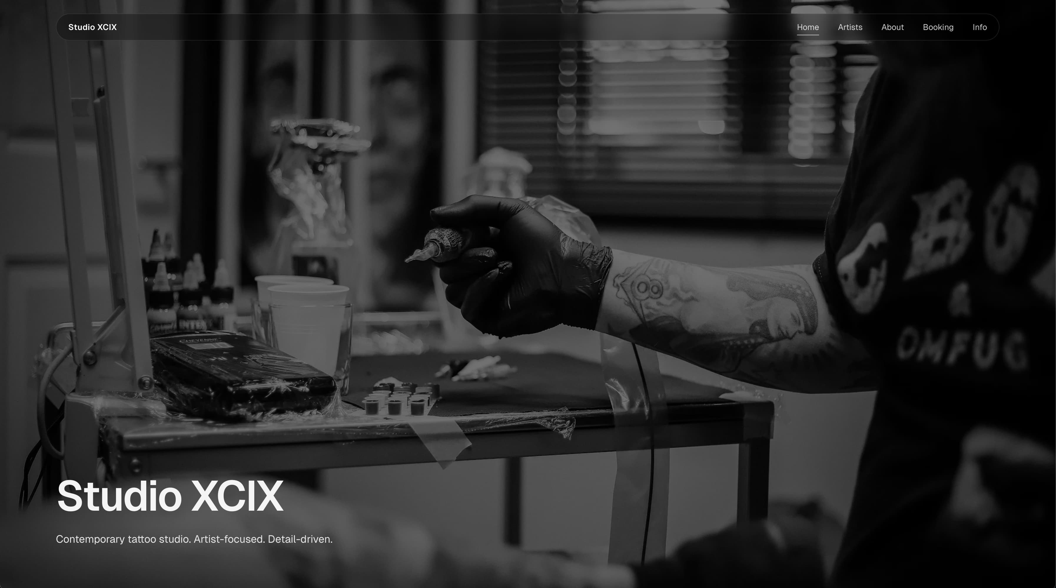 Studio XCIX — Tattoo Shop Concept desktop screenshot